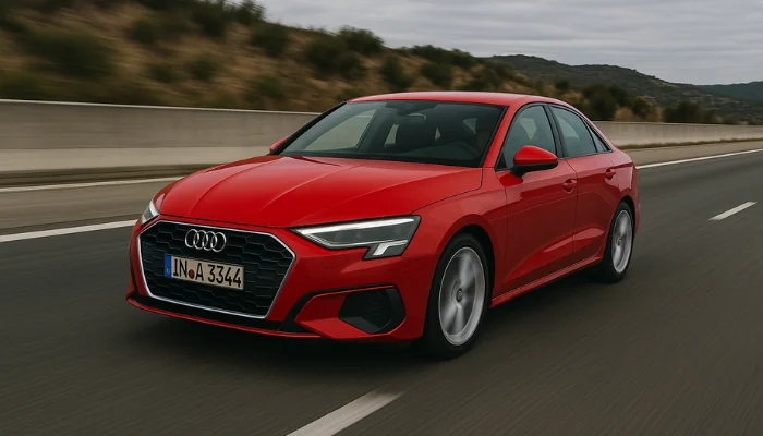 carro vermelho representando como simular o seguro audi online e contratar sem erro