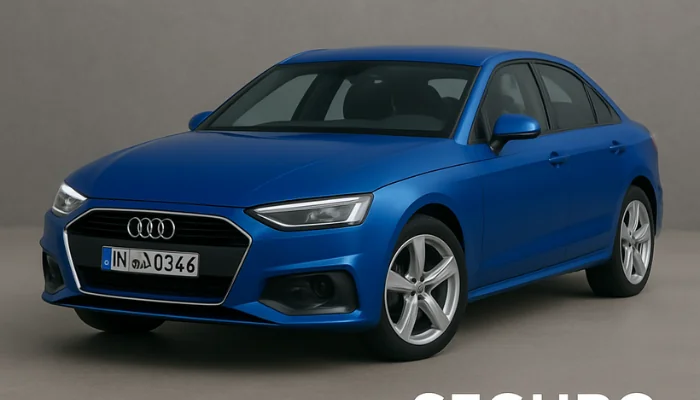 carro azul representando seguro para audi usado como contratar com segurança e economia