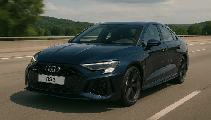 carro, azul, esportivo que está na cidade representando audi rs3 2015 confira o preço médio do seguro desse clássico esportivo