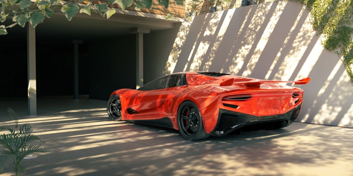 Perspectiva traseira de um carro esportivo laranja. Falando sobre as marcas de carros de luxo importados.