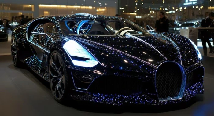 Bugatti La Voiture Noire na cor preta. Falando sobre o carro mais caro do mundo.