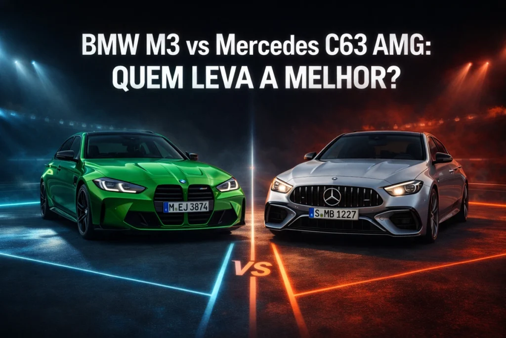 Imagem de comparativo entre bmw m3 competition vs mercedes c63 amg.