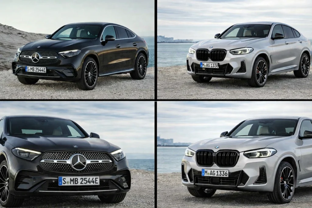 Imagem de comparativo para Mercedes GLC e BMW X4. Falando sobre mercedes glc vs bmw x4.