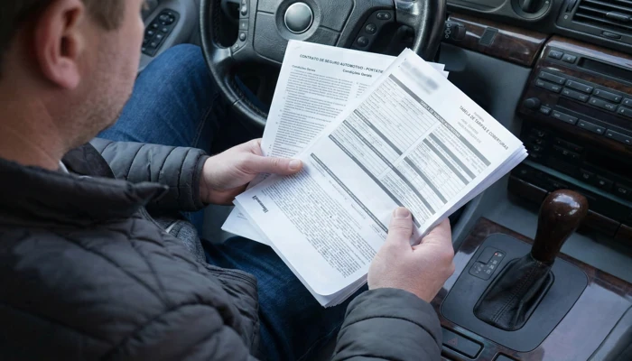 Motorista analisando contrato ao entender por que o seguro auto mais barato sai caro no sinistro